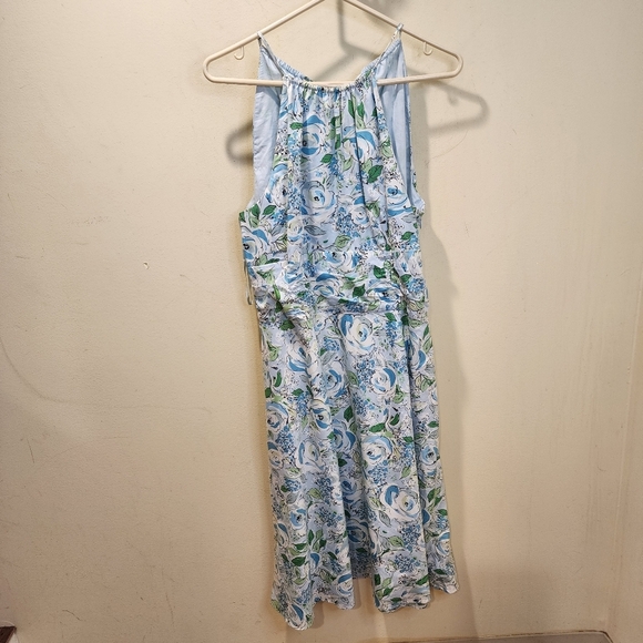 LOFT Women's Floral.Light Blue Cotton Midi Dress Size 12 - Picture 5 of 12